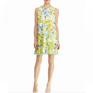 American Living Sleeveless Lined Watercolor Print Ruffled